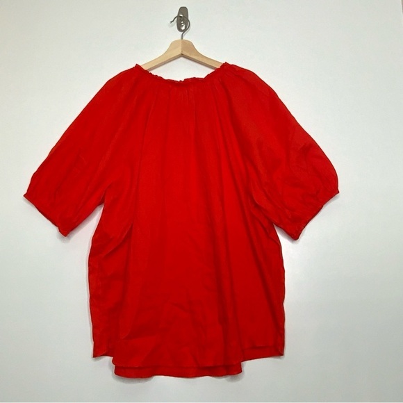 Knox Rose Short sleeve Tie Collar Tunic Blouse. In Warm Orange. Size 2XL.(NWT). - Picture 2 of 8